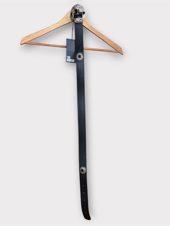 The Kooples Black Leather Belt with Decorative Silver-Tone Western Buckle main image 7